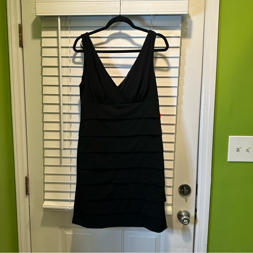 Connected Apparel Black Layered Mini Dress